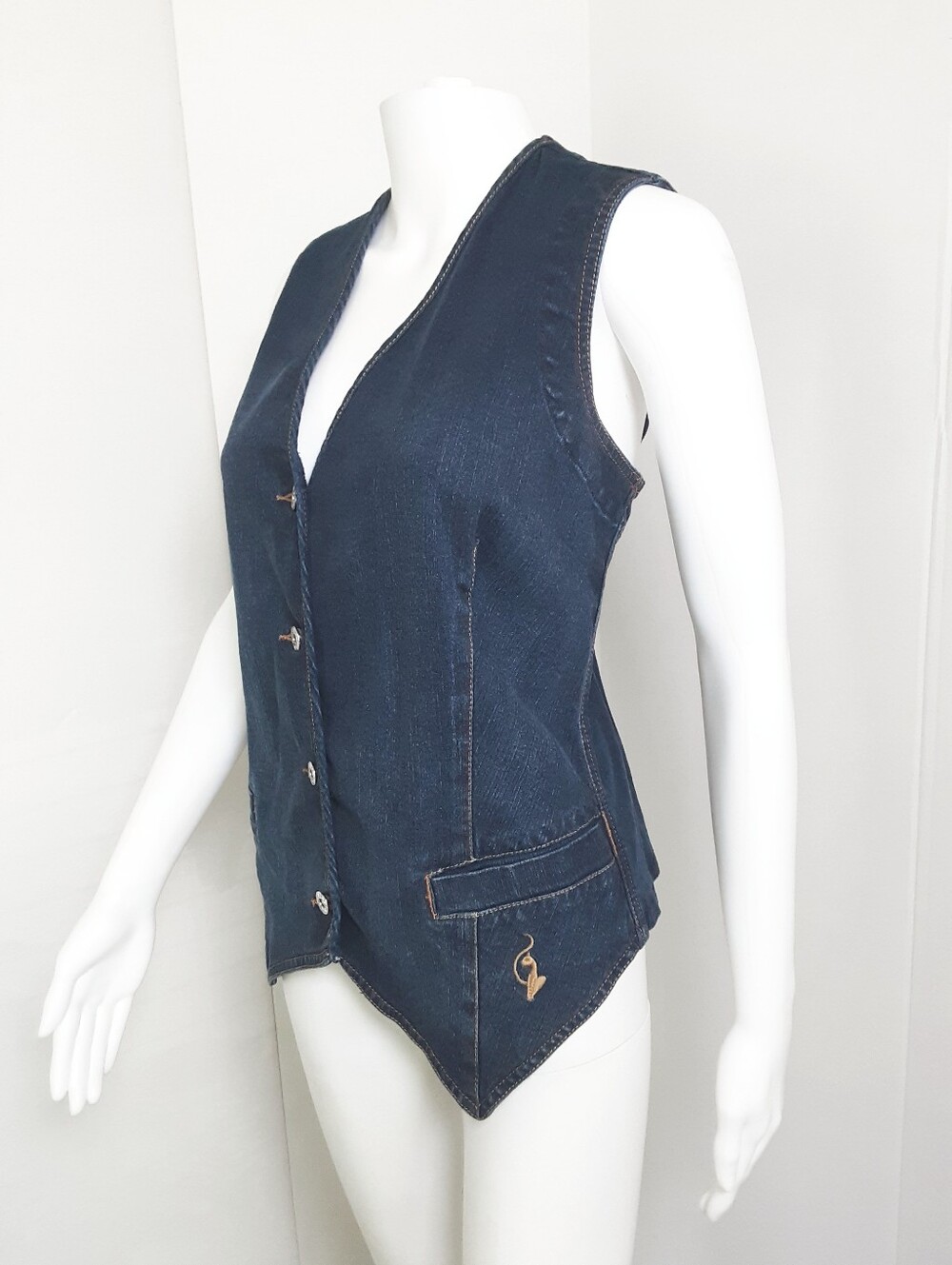 Baby Phat Dark Blue Denim Vest Sz 2X - Vtg